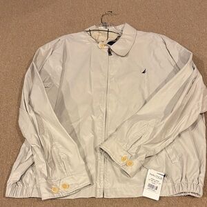 Nautica Men's Light Beige Zip-Front Bomber Jacket